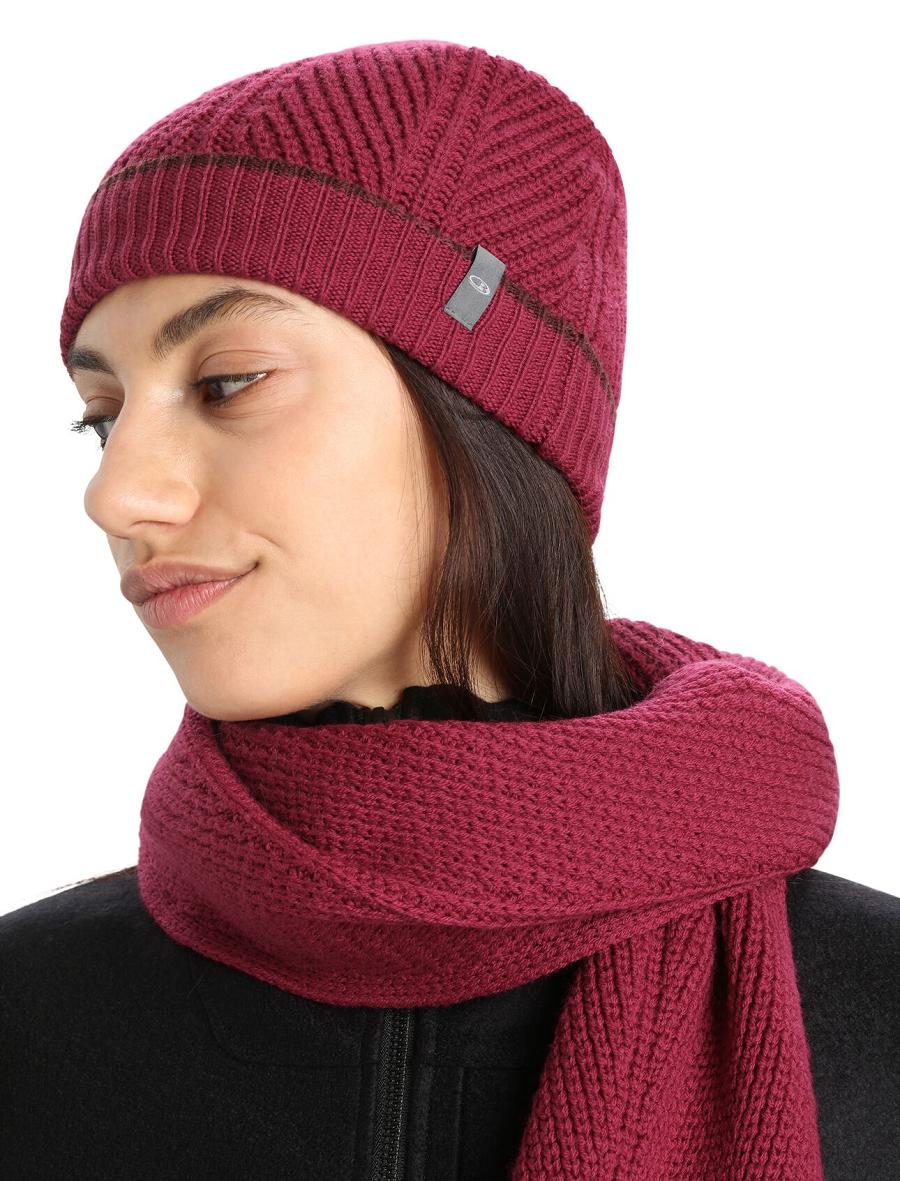 Cherry / Espresso Icebreaker Unisex Merino Waypoint Beanie Women's Hats | AU 1477XYUF